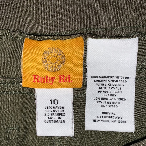 Ruby Rd. Olive green pull-on trousers, size 10 - Picture 2 of 4
